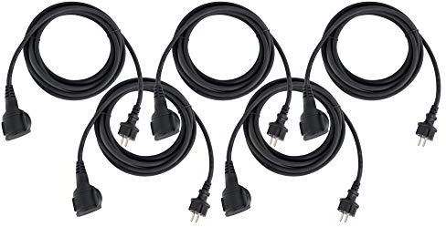 Stagecaptain PSPEXT-5 Verlängerungskabel IP44 5m 5X Set, 5 mm², 5 mm² | Outdoor-taugliches Kabel mit Schutzkontakt-Stecker und -dose, Fremdkörper- und spritzwassergeschützt nach Schutzklasse IP44