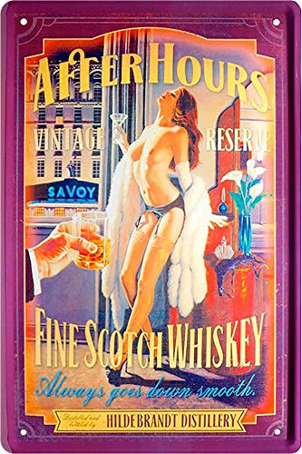 Blechschilder Pin Up Pinup „After Hours“ Hot Sexy Girl Lady Retro Reklame Werbeschild Deko Dekoration Metallschild Vintage Schild Geschenk zum Geburtstag oder Weihnachten C0308 20x30 cm