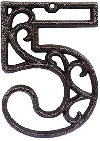 INCREWAY Numéro de maison en fonte sculptée de 11,7 cm - Numéro de maison rétro en fonte pour café, bar, restaurant (5)