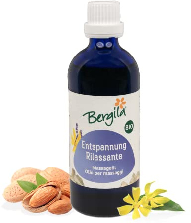 Bergila Olio per massaggi - rilassante 100 ml BIO - 100% naturale di materia prima biologica - qualità controllata e certificata