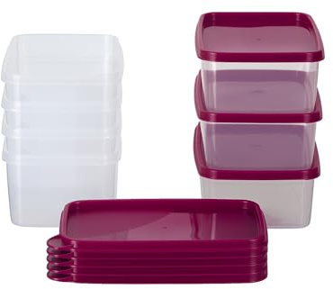 MiraHome Gefrierdosen 8x1L rechteckig pink – Vorratsdosen mit Deckel luftdicht – Transparente Frischhaltedosen – Aufbewahrungsbox Küche für Mealprep & Organisation – Austrian Quality