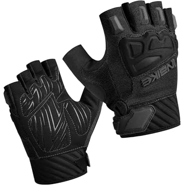 INBIKE Fahrradhandschuhe Herren Halbfinger MTB Handschuhe Mountainbike Sommer Kurz Rennrad Fahrrad Radhandschuhe Fingerlos Bekleidung Männer Damen Schwarz S