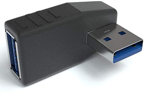 JAMEGA - USB 3.0 Winkel Adapter Rechts 90° Grad | A Stecker zu A Buchse Winkelstecker Kupplung Kompatibel Mit Allen USB-Kabeln