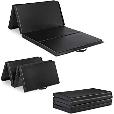 Relaxdays Turnmatte 200x100, klappbar, 5 cm dick, erweiterbar, Weichbodenmatte für zuhause, Griffe, wasserdicht, schwarz