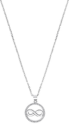 s.Oliver Kette mit Anhänger aus Edelstahl/925 Sterling Silber für Damen, Halsschmuck, mit Kristall, Kommt in Schmuck Geschenk Box