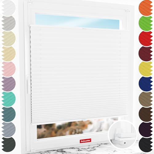 Schuette® Plissee ohne Bohren ● Thermo Kollektion: White Day (Weiß) ● 75x230cm (Breite x Höhe) ● Suprafix Faltrollo X Klemmfix Rollo ● Blitzschnelle Montage inkl. Video