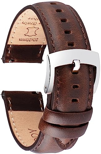 OTTOODY Leder Uhrenarmband 18-22mm Mit Schnellverschluss - Elegantes Ersatz-Armband für Herren und Damen Uhren und Smartwatches