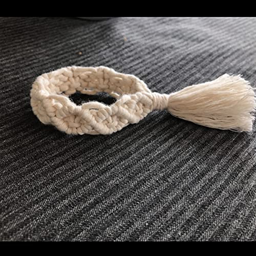 serviettenringe Serviette Ring Baumwolle Seil Handmade European Stil Makramee Serviette Halter Abendtisch Dekoration Handwerk Hochzeitsfeierbedarf napkin holder (Color : Off White)