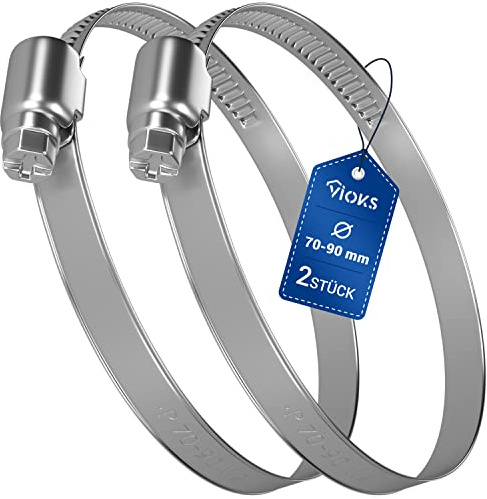 VIOKS 2x Schlauchschellen Set 70-90 mm Ø Schlauchklemmen Edelstahl | Schellen Edelstahl, Schlauchschelle Waschmaschine