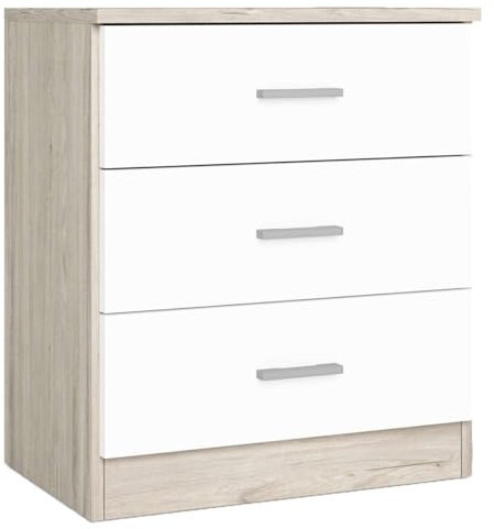 Miroytengo Mesita Noche Couple para Dormitorio Estilo Natural en Color Roble Sahara con 3 Cajones 50x58x33 cm