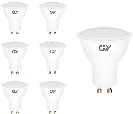 GY Ampoule LED GU10 6W (équivalent 60W), 450LM 6500K Blanc Froid, 120° Larges Faisceaux, Dépolie, Ampoule GU10 Led Non-Dimmable, Paquet de 6
