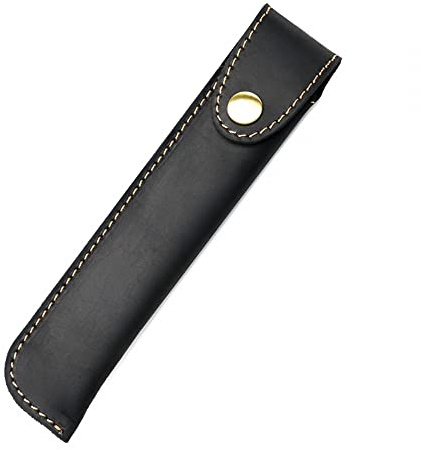 MiOYOOW Federmäppchen aus Leder Kugelschreiber Etui tragbares Federmäppchen Retro-Stiftehalter mit Druckknopf Leder Stift Etui für die Schule Zuhause Arbeit Büro