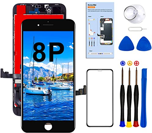 Dinow für iPhone 8 Plus Display Ersatz (Schwarz) 5.5 Zoll Touch Screen iPhone 8 Plus Display Digitizer Frame Assembly mit 3D Touch + Tool Kit + Display Schutzfolien，Modell：A1864, A1897, A1898