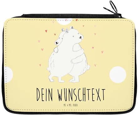 Mr. & Mrs. Panda Etui mit Namen Eisbär Umarmen - Personalisierte Geschenke, Federtasche personalisiert, Federmappe, Mäppchen, Personalisiertes, Tiermotive, Federmäppchen