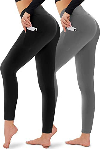 CAMPSNAIL 2er Pack Leggings Damen Schwarz High Waist Sportleggins Sporthose | Weiche Yogahose Jogginghose, Elastische Sport Laufhose Trainingshose, Gym Activewear Yoga Pants