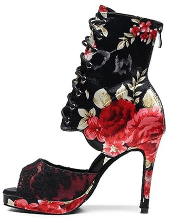 AOQUNFS Tanzschuhe Damen Latein Tanzstiefel Damen für Latein Salsa Tango Bachata Samba Ballsaal Performance,7270-Bunt-7.5-ZG,EU38