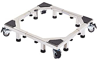 Kühlschrankwagen, Rollen, Waschmaschinensockel, Rollenständer, 4 Rollen, Dolly, robuster Waschmaschinensockel, verstellbare Länge/Breite 43–66 cm, Kühlschrank- und Trocknerhalterung (Silber) (SIL