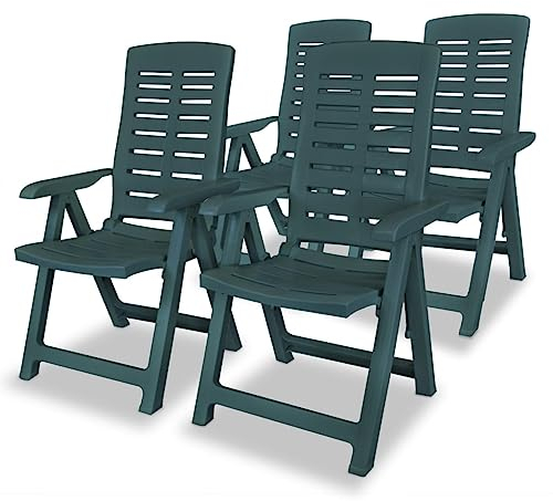 puraday Garten-Liegestühle 4 STK. Kunststoff Grün 60x61x108 cm Plastik Gartenstuhl Balkonstuhl Campingstuhl Klappbar Gartensessel Klappsessel Terrassenstühle für Terrasse Garten
