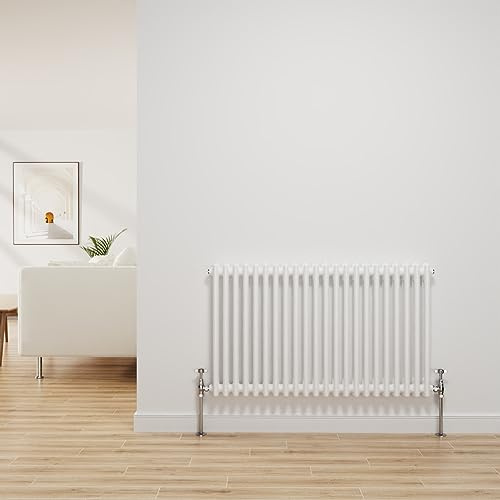 NRG Radiateur traditionnel en fonte blanc brillant 2 colonnes chauffage central radiateurs de salle de bain radiateurs 600 x 1010 mm