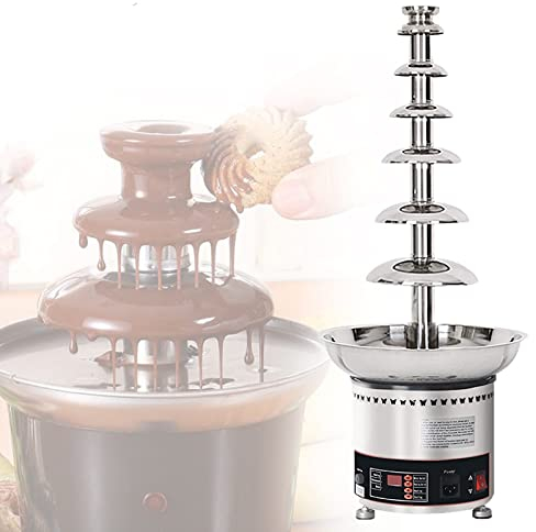 JINGEDD Chocolate Fountain Fondue Electric Chocolate Melting Machine 4/5/6/4 Tier Cascading Fondue Set For Strawberries,Cherries,Marshmallow,Biscuits Party Wedding,7Tier