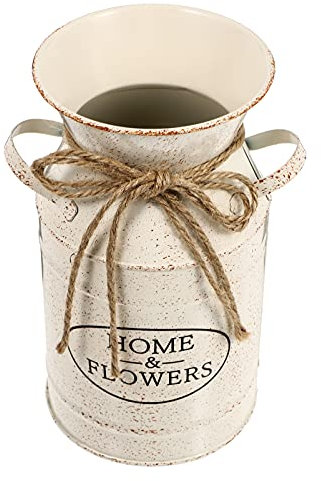 TOPPERFUN Retro Eiseneimer Blumenvase Im Europäischen Stil Praktischer Getrockneter Blumenarrangeur Mit Doppelgriffen Vielseitige Wohn Und Gartendekoration