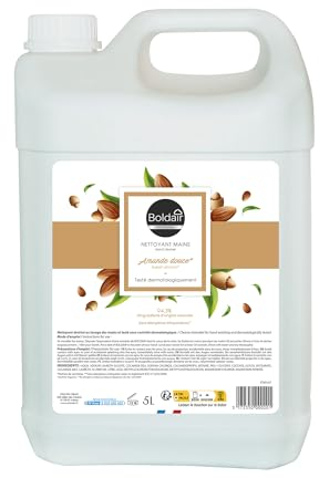 BOLDAIR - Nettoyant Mains Amande Douce - Lavage Fréquent et Régulier des Mains - 94,3% Ingrédients d'Origine Naturelle - Fabrication Française - Bidon 5 Litres