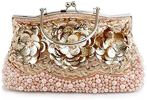 RajoNN Abendhandtaschen für Damen, Elegante Damentasche mit bestickten Perlen, Hochzeitsbankett, Brauttasche, Kleid-Cheongsam-Tasche (schwarz)