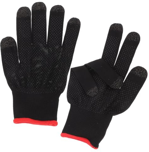 Finger Gaming Handschuhe 1 Paar Schwarz Atmungsaktiv für Mobile Gaming | Silberfaser, Spandex und Thermofuse, Elastisches Design mit Touchscreen Funktion, Leichtes Satz