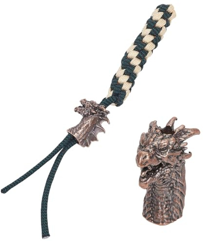 NBEADS Europäische Fallschirmperle Aus Messing, 3.3x1.7x3.25cm Drachenkopfperlen 0.6cm Große Lochperlen Rote Kupfer-Lanyard-Perlen Für EDC Geflochtenes Seil Anhänger Schnalle Schlüsselanhänger