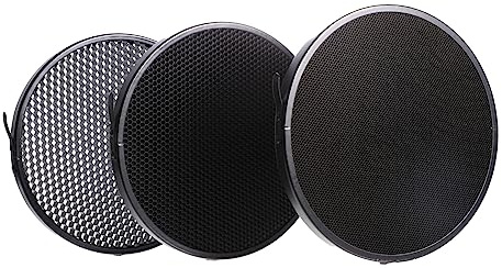 Veemoon Grille Fixation Rapide et Ressort pour Flash Noir en Nid d'abeille Contrôle Précis Lumière en Alliage D'aluminium pour Studio Photo