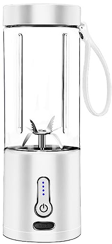 Meichoon Gobelet mélangeur portable avec chargement USB, 530 ml, 6 lames avec sangle de transport pour jus, légumes, smoothie, milkshake LB38, blanc