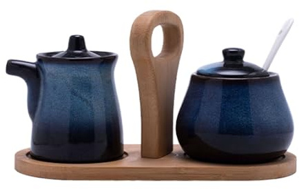 TYMYYS Sahne Und Zuckerset Für Die Kaffeebar, Milchkännchen Und Zuckersets, Zuckerdose Und MilchkännchenSet, KaffeeServierset Mit Farbverlauf-blau-Milchkännchen und Zuckerdose, FBCC2922223322C