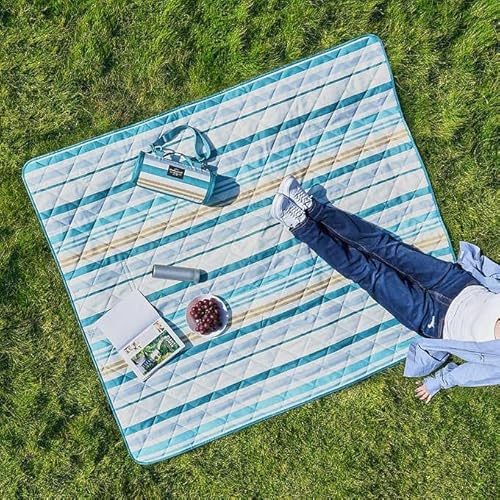 Weatherproof Vintage Outdoor Blanket (60in x 72in) - Portable Picnic Blankets Waterproof Foldable & Beach Blanket Waterproof Sandproof with Carry Strap, Camping Blanket - Foldable Waterproof (Stripe)