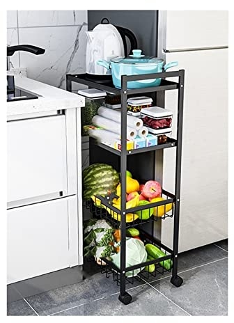 FYLDQAXU Regale für die Lagerung, Küchenspalten-Lagerregal, mehrschichtiger Wagen, Obst- und Gemüseregal, schmaler Kühlschrank, Lückenlagerregal, Regal, Lagerregal