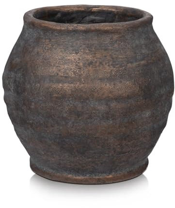 Arborus rustik vas för blommor 15 cm liten cementkruka 4,7 tum öppning brun planterare vintage bondgårdsvas för pampasgräs torra växter vardagsrum bord entré badrumshylla mantel heminredning