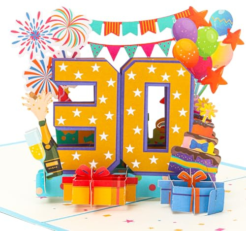 Ulanox 30 Geburtstagskarte 3D Pop up Karte, Kreative Happy Birthday Grußkarte, Geburtstagsgeschenk für Frauen, Männer, Mädchen und Junge