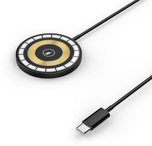 Mag-Safe Chargeur magnétique sans Fil pour iPhone, Chargeur inductif avec câble USB-C et Adaptateur USB-A, Chargeur sans Fil Compatible avec iPhone séries 16/15/14/13/12, câble de 1,5 m de Long (C)