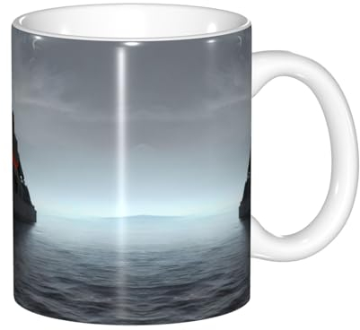 SSIMOO Taza de café de cerámica con diseño de barco nuclear gigante, peculiar y divertida, juego de caja de regalo, taza personalizada y adorable