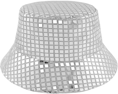 MILAKOO Party hink hatt glänsande glitter hinkhatt bling gnistrande holografiska hattar retro partykeps för män kvinnor, C1: silver, 55-58