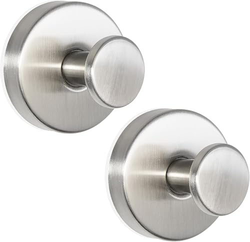 Suction Cup Hooks for Christmas Wreath - No Drill Suction Cup Hooks for Shower Hanging Towels - Stainless Steel Wreath Hanger Holder for Glass Window Door Bathroom Mirrors (Silver, 2 PCS)
