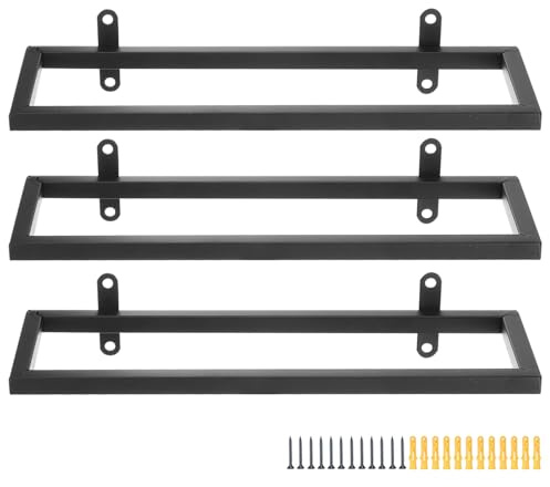 sourcing map 3 Set Wall Mounted Wine Racks Wine Bottle Display Holder for Wall, Metal Hanging Wine Rack Organizer for Liquor Bottles Home Kitchen Living Room Black