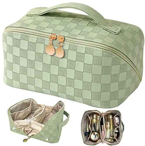 TOPALL Neceser Maquillaje Grande de PU Cuero, Bolsa de Aseo XXL para Viaje, Organizador de Makeup y Accesorios para Mujer