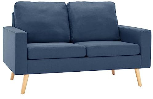 HETFTJN Recamiere Schlafsofa Bigsofa Lounge Sofa - 2-Sitzer-Sofa Blau Stoff für Jugendzimmer Büro Hotelzimmer Schlafzimmer