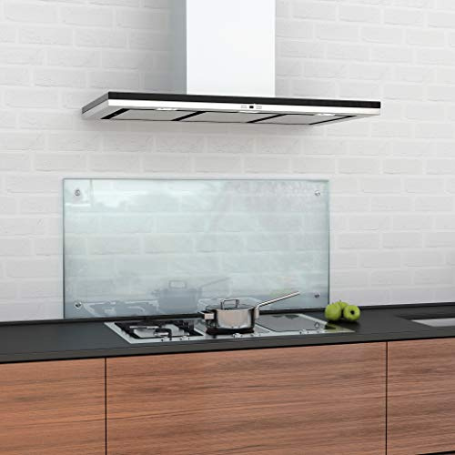 BIJON Spritzschutz Küche Küchenrückwand Glas, Herd Platte Wand, Küchenwand - Glasrückwand Mit 0 mm Wandabstand, Klarglas 55 x 110 cm, Inkl. Montageset