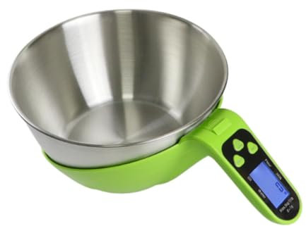 Fenteer Digitale Küchenwaage für Lebensmittel, Edelstahl, Tragkraft 5,00 kg, Mehrzweck, mit Schüssel und Messbecher zum Kochen, GrÜn