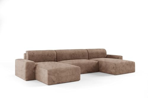 KEF-MEBLE Ecksofa Ohio – U-Form – 405x70x185 cm – Liegefläche 140x340 cm – Rollsystem zur Ausklappung – Mit Schlaffunktion – Mit Bettkasten Tillia 17