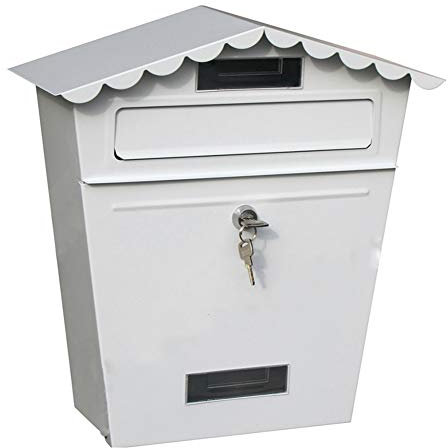 An der Wand befestigte Briefkästen, Briefkasten Europäische Villa Home Wandmontierter Briefkasten Outdoor Garten Wasserdichter Zeitungskasten Einfacher amerikanischer Land-Feldbriefkasten(Weiß)