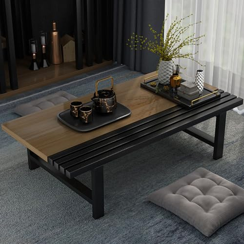 Mesa de centro de madera de estilo japonés para sentarse en el suelo, mesa de té de diseño vintage para meditación y comedor (nogal 60)