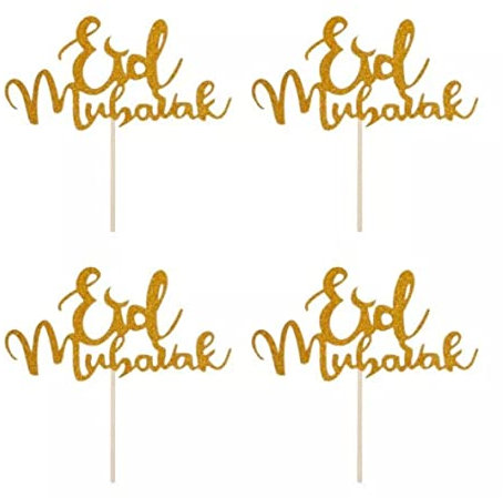 Lpitoy 12 Stück Eid Mubarak Cupcake-Topper, Glitzernde Ramadan-Cupcake-Picks Für Eid, Islamische, Muslimische Mottoparty, Kuchendekorationen