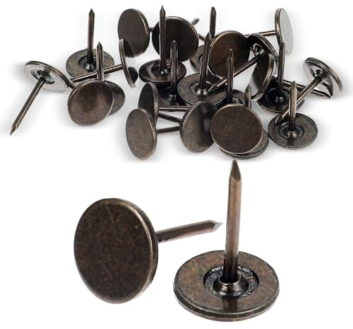 120 Stück Bronze Vintage Stil Flachkopf Polsternägel, Dekorative Möbelnägel, Möbelstifte Dekor Reißzwecken, Antike Reißzwecken für DIY-Projekte, Schmuckkästchen, Sofa, Stuhl, Bett